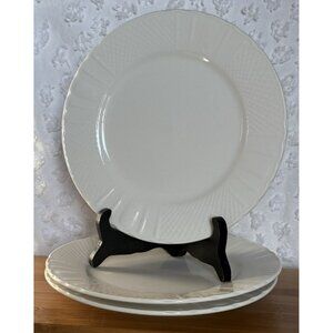 Farberware 7 1/2” Salad Plates Set Of 3 Lattice 4482 White Embossed EUC 2001